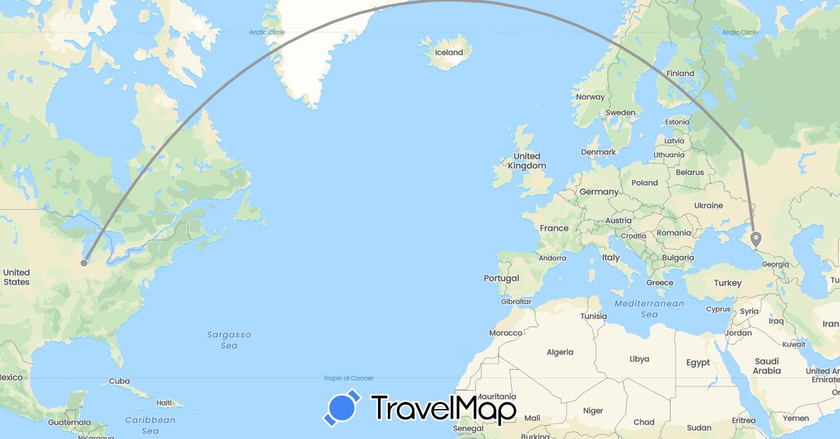 TravelMap itinerary: plane in Russia, United States (Europe, North America)